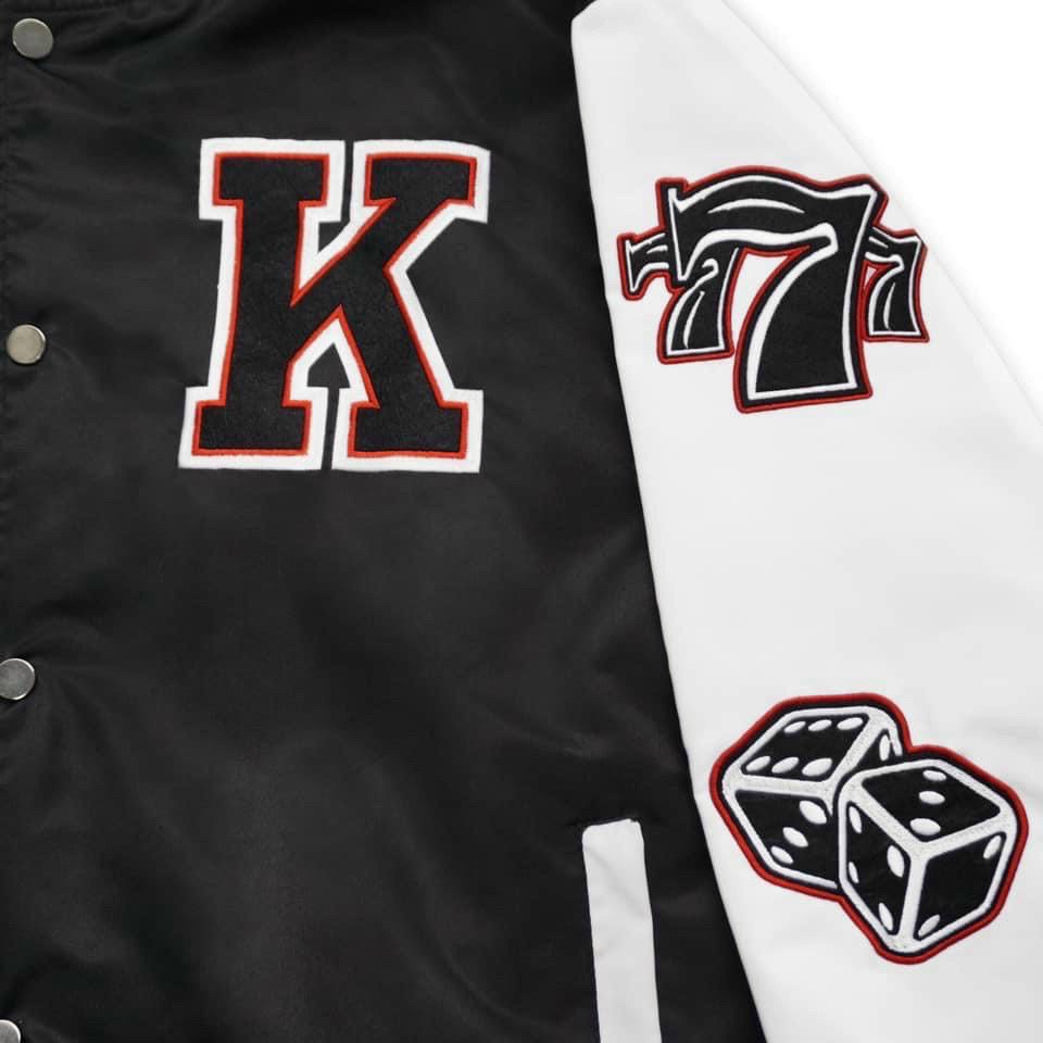 Áo khoác bomber nam bóng chày chữ K phối màu đen trắng đẹp dễ mặc, Áo khoác dù 2 lớp bomber unisex  - K078