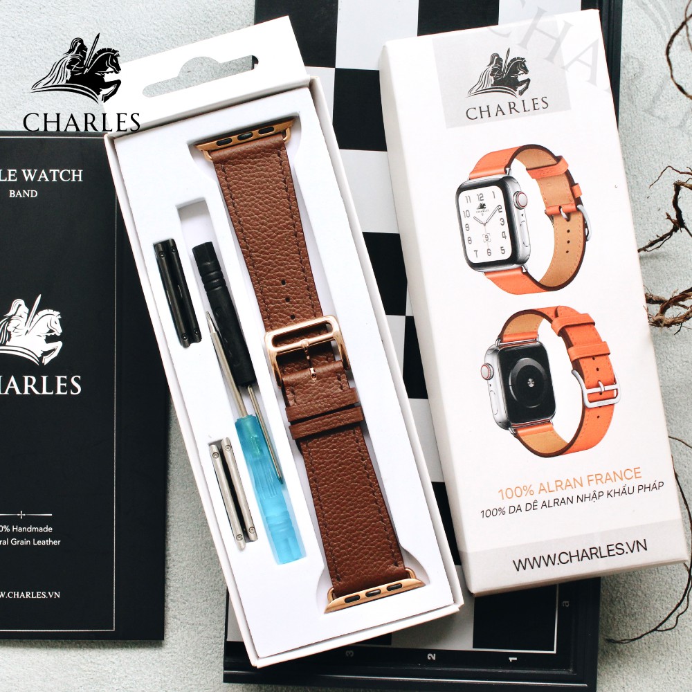 Dây da Nappa CHARLES dây cho Apple Watch Series 1/2/3/4/5/6 | Nappa Chocolate size 42/44