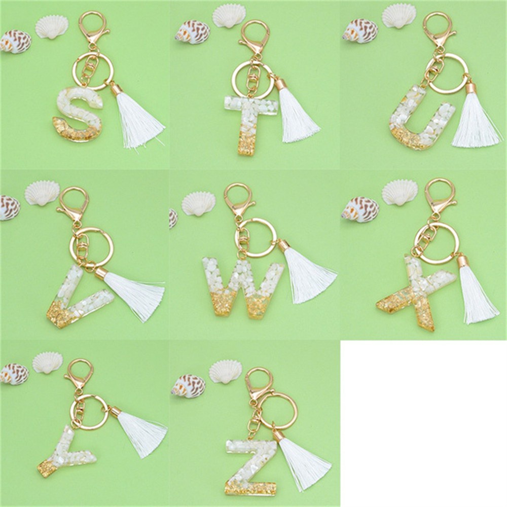 1 Móc Khóa Hình Chữ Cái Tiếng Anh Màu Vàng Gradient Resin Lấp Lánh