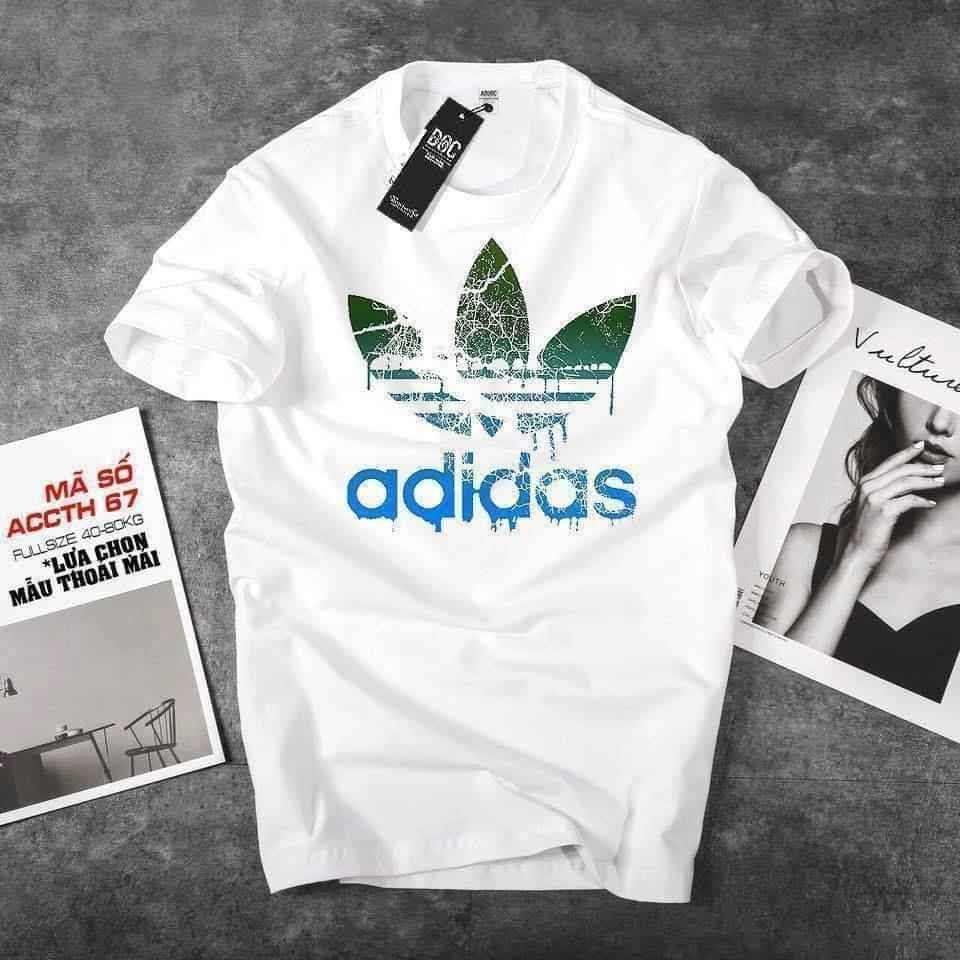 Mẫu áo thun ngắn tay không cổ Adidas co dãn chất liệu vải cotton trơn cực bền thoáng mát hàng Unisex mua 3 áo giảm 30k