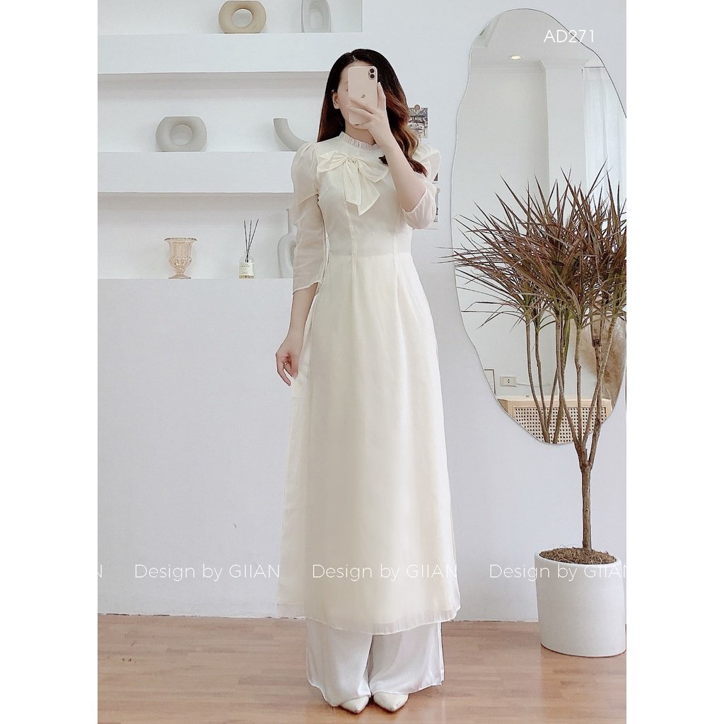 Áo Dài Cách Tân nữ 4 Tà  Đính Hoa Ngực Thiết Kế Siêu Xinh MS 24