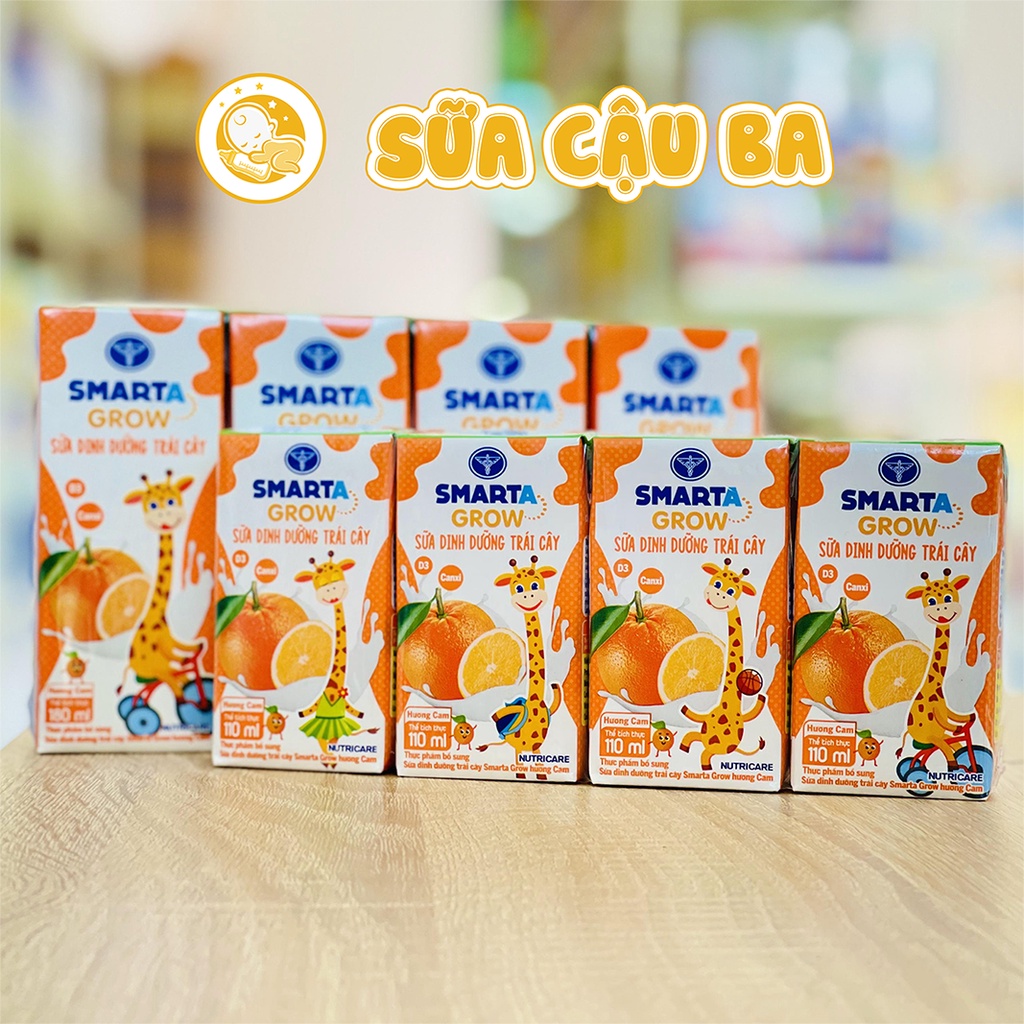 DATE MỚI Lốc sữa nước trái cây Nutricare Smarta Grow (vị cam) dinh dưỡng cho trẻ thấp còi