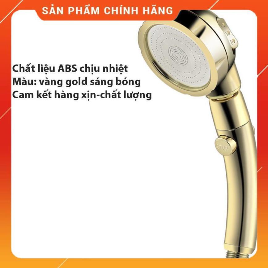 🚿 Vòi Sen Tăng áp Có Nút Khóa Nước 3 chế độ Phun, Xoay 360 độ Hàng Xịn - Vàng Gold 206783 🚿