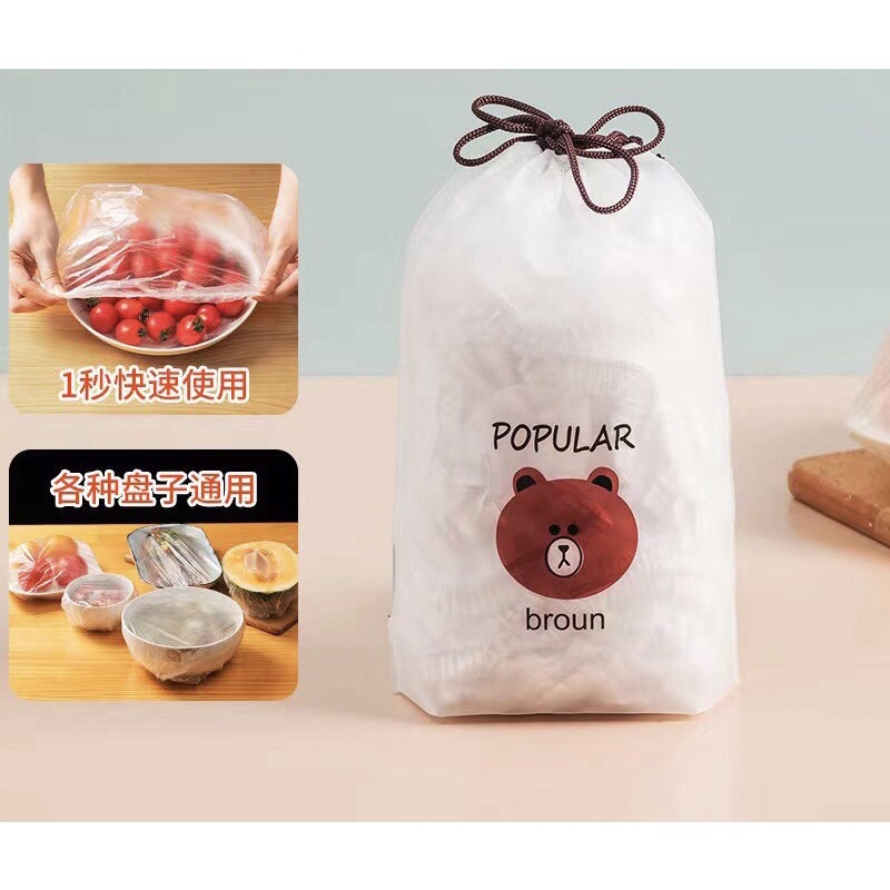 Set 100 Màn Bọc Thực Phẩm Kèm Túi Gấu