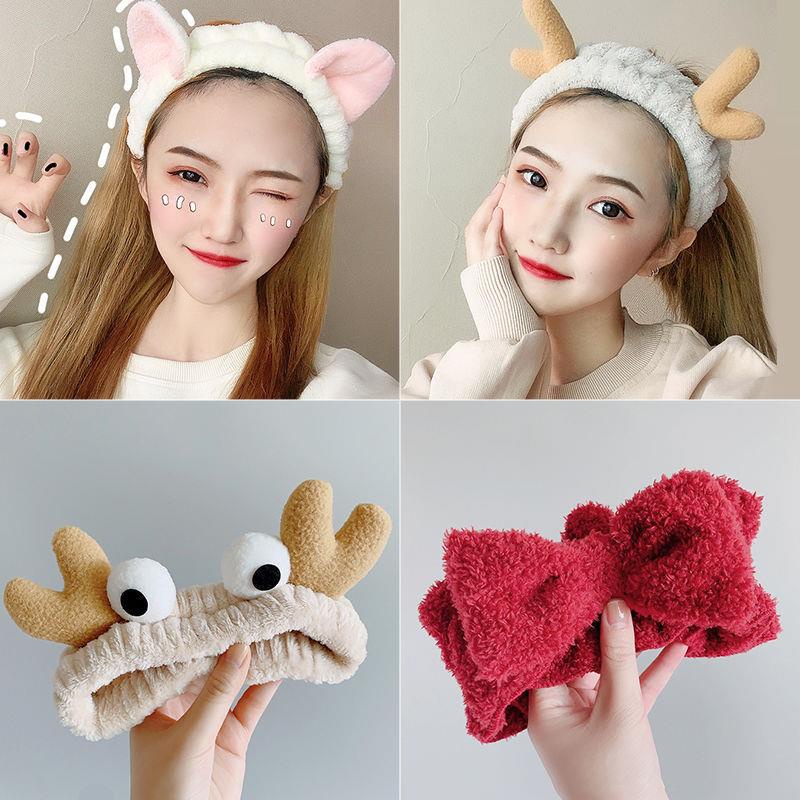 Băng Đô Cài Tóc Bản Rộng Co Giãn Chống Trượt In Họa Tiết Hoạt Hình Phong Cách Hàn Quốc Xinh Xắn Cho Nữ