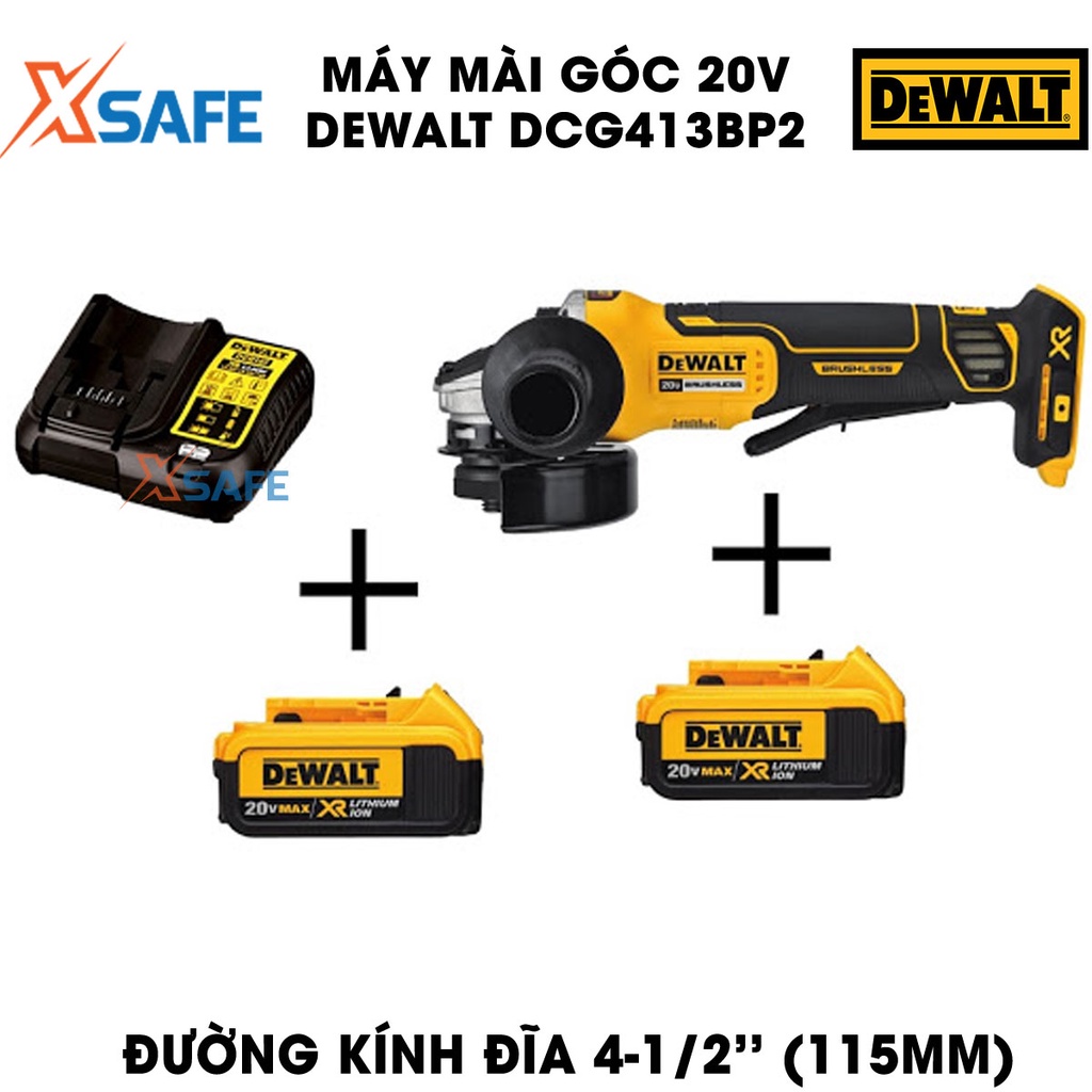 Máy mài góc 20V Max DEWALT DCG413B Máy mài cầm tay DeWalt bộ ly hợp bảo vệ quá tải, có đèn LED, động cơ không chổi than
