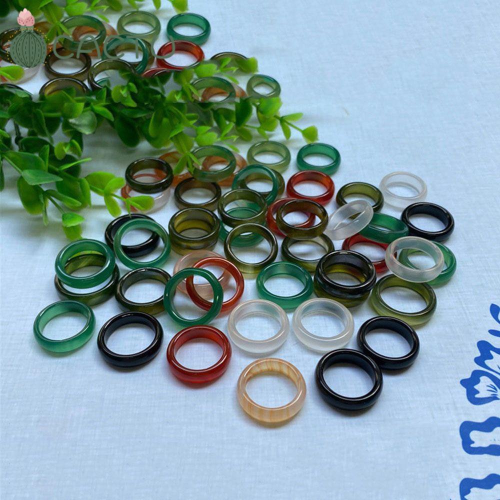 Nhẫn mã não màu xanh lá/ đen nhiều màu sắc thời trang unisex