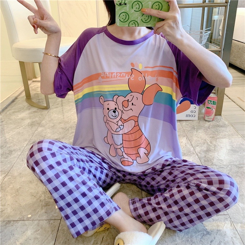 Bộ ngủ nữ quần dài bigsize cute dễ thương TOZZO mặc ở nhà mùa hè chất thun cotton phong cách hàn quốc BCD02