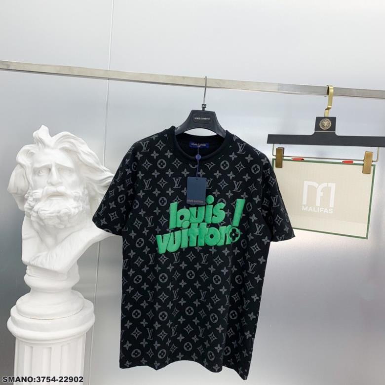 Áo Phông LV Nam In Chữ Trắng Siêu Net - Áo Thun Nam LV Monogram Nổi Cực chất