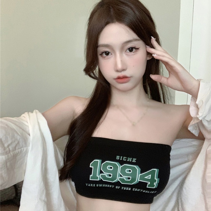 Áo Croptop In Chữ Có Mút Đệm Ngực Thời Trang Mùa Hè Quyến Rũ Cho Nữ