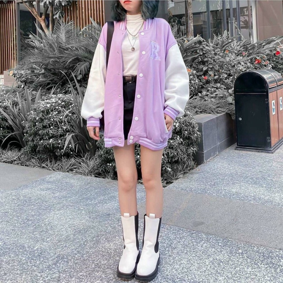 Áo khoác Nỉ Bomber Chữ R KNN10 Nam Nữ Unisex kiểu dáng Ulzzang | BigBuy360 - bigbuy360.vn