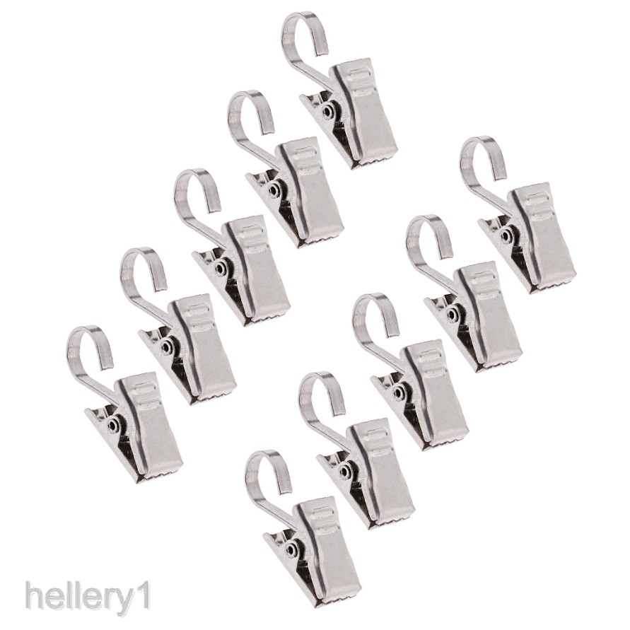 [Hellery1] Set 10 Kẹp Treo Rèm Chịu Được Sức Nặng Có Móc Lò Xo