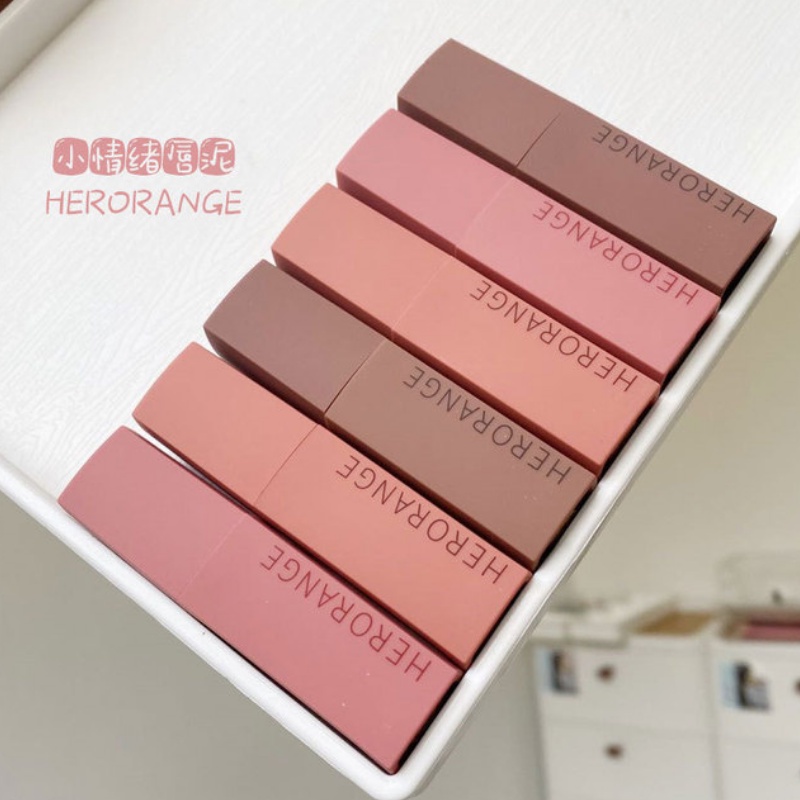Son môi Herorange kết cấu mờ dưỡng ẩm mềm mại kháng nước trang điểm lâu trôi Môi của tôi nhưng tốt hơn