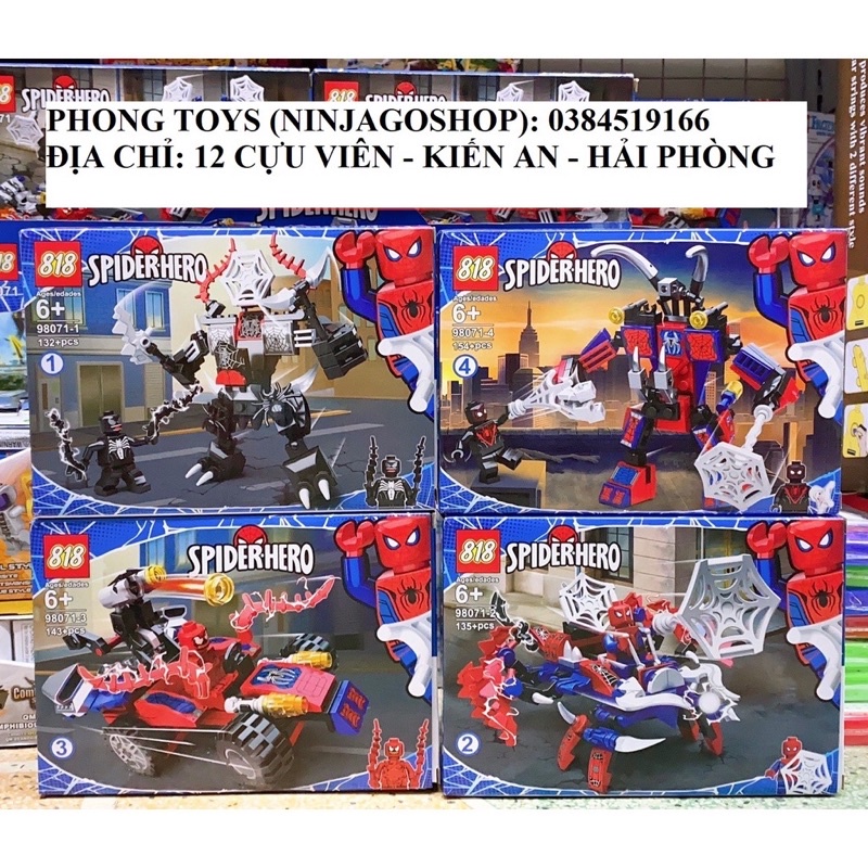 [Có sẵn] LẮP RÁP XẾP HÌNH SPIDERMAN LB 343 : SET 4 BỘ SIÊU ANH HÙNG NGƯỜI NHỆN BIẾN HÌNH