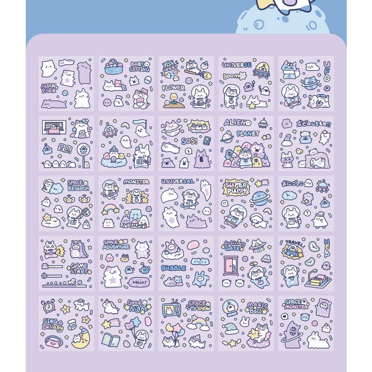Sticker cute trang trí dán tập vở, bình nước, bút nước