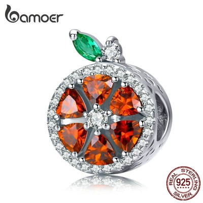 Hạt phụ kiện Bamoer SCC1277 bạc 925 họa tiết múi bưởi thời trang để trang trí vòng đeo tay