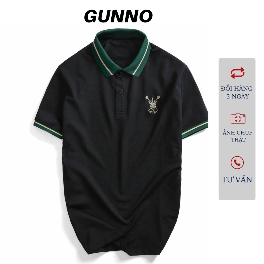 Áo polo nam GUNNO vải cvc dày dặn thấm hút nhanh bền màu không nhăn co giãn tốt