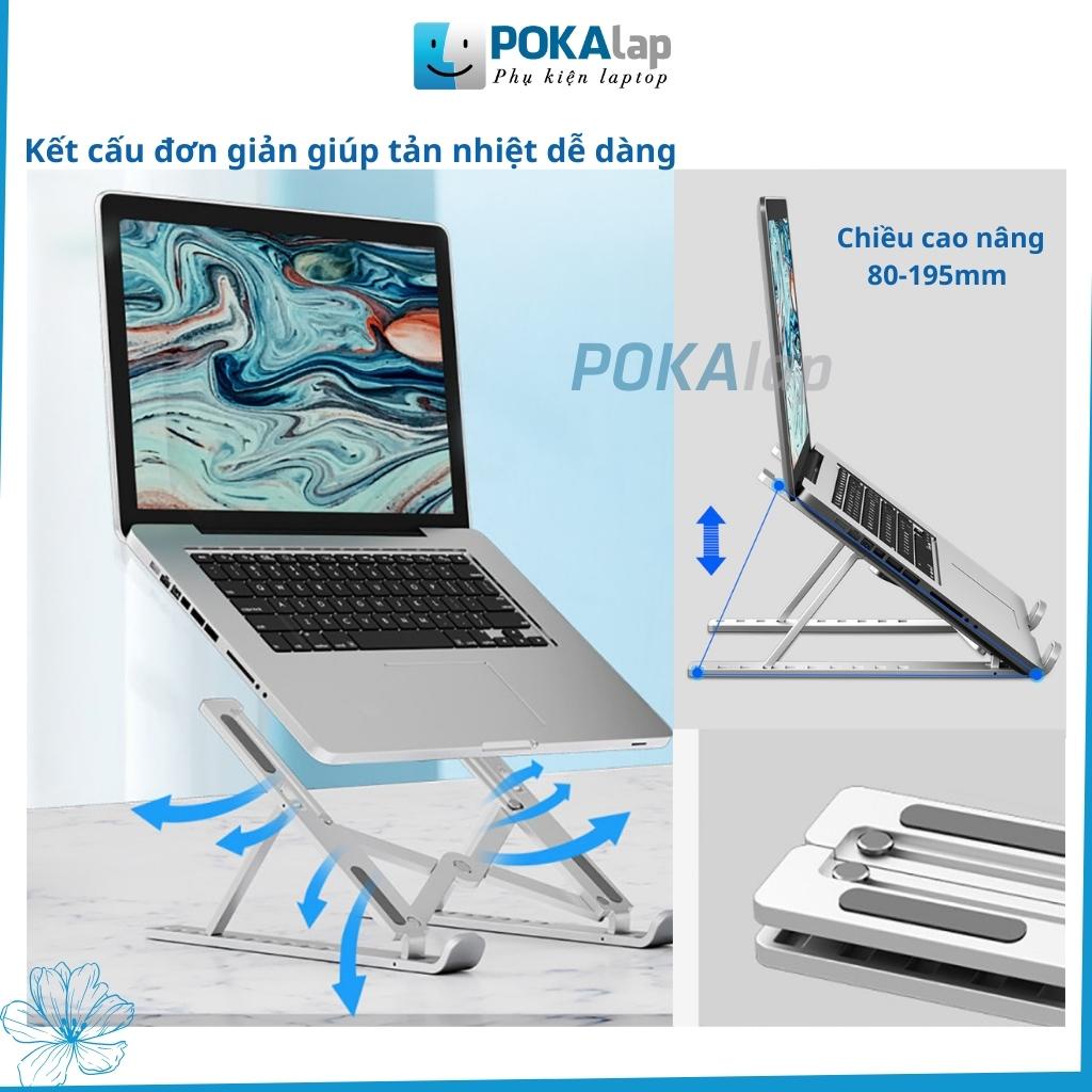 Giá đỡ laptop, macboox, ipad bằng nhựa N3 POKA32 điều chỉnh độ cao, đế tản nhiệt laptop, đế kê laptop nhựa - POKALAP