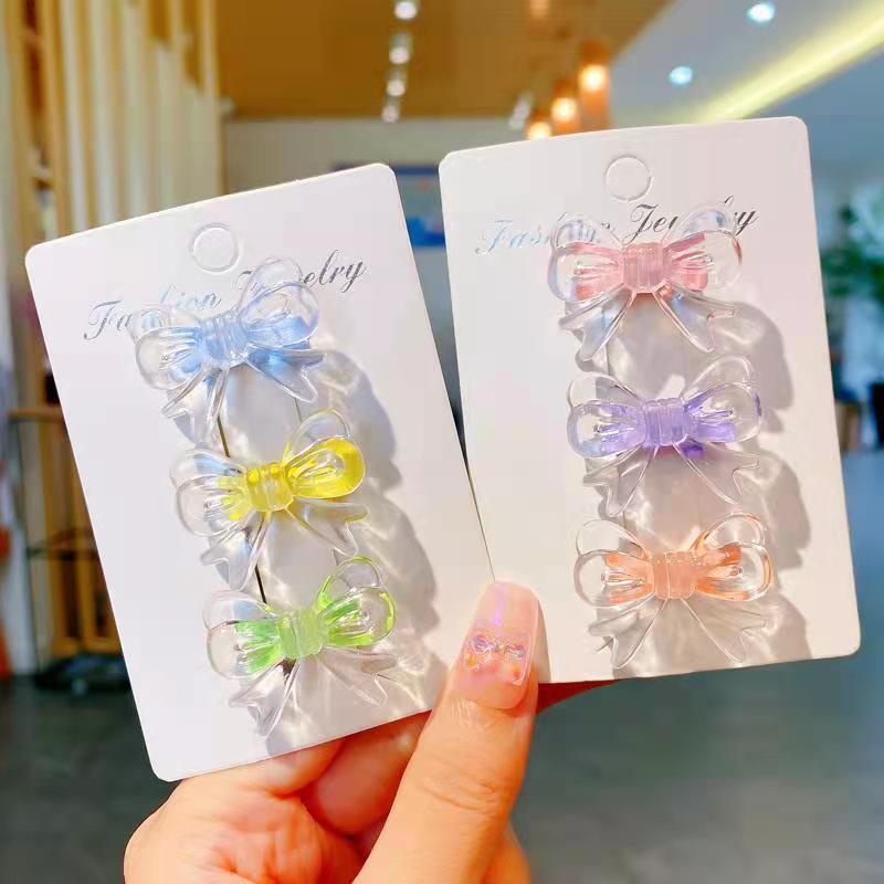 ✨✨ Kẹp Tóc Nơ Pha Lê Trong Suốt Màu Kẹo Ngọt Mini Dễ Thương Cho Bé