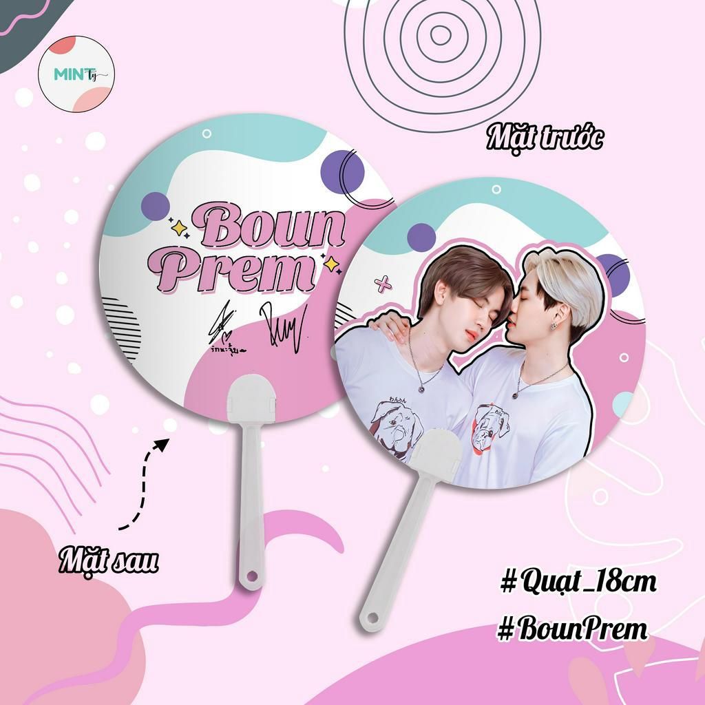 Quạt tròn cầm tay Cặp đôi BounPrem 18cm