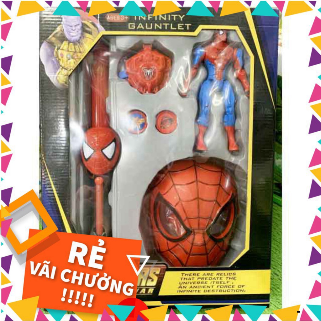 [tongkhotruongtien] Mặt nạ siêu nhân nhện siêu anh hùng Spider Man + Đồng hồ + Áo choàng spider man wc05-19