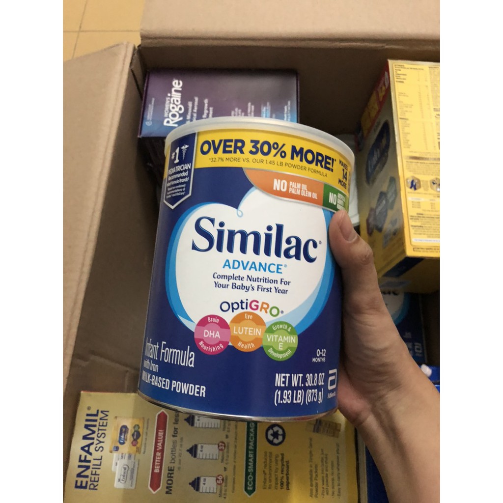 Sữa bột Similac cho trẻ từ 0-12 tháng tuổi Similac Advance OptiGro 873g MỸ