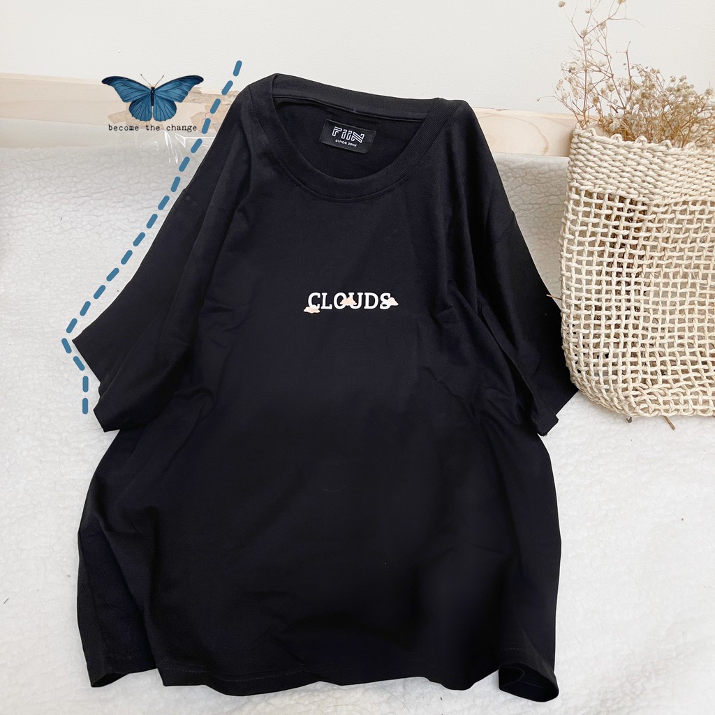 Áo thun tay lỡ in chữ CLOUDS nhiều màu form rộng ulzzang basic - Made by Toneontone TOT
