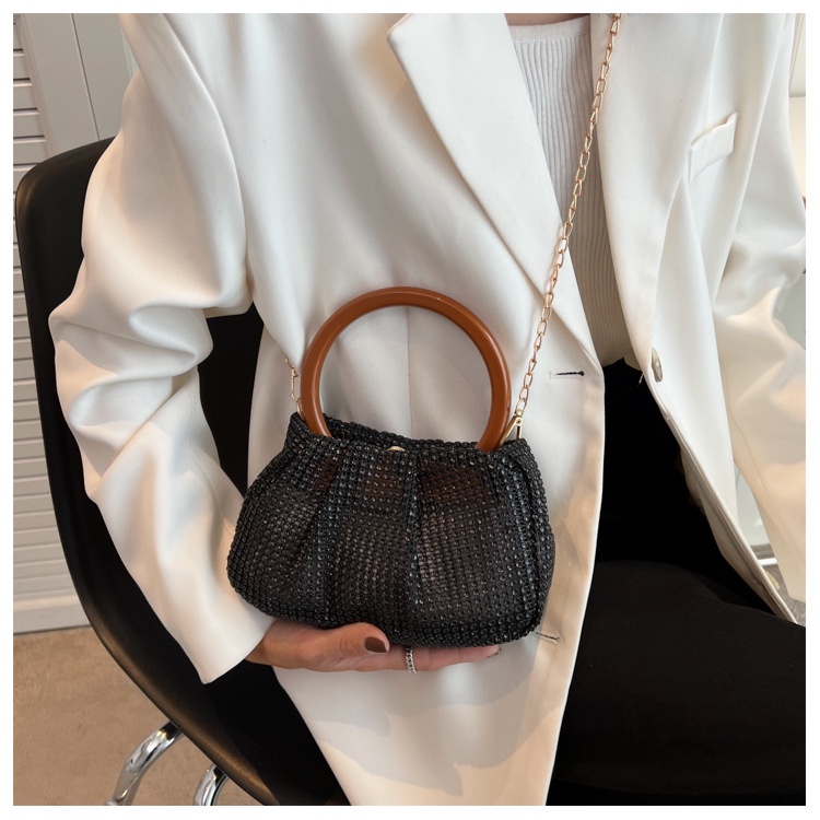 Túi Đeo JASMIN NOIR Chéo Nắp Gập Đính Kim Cương Giả Xinh Xắn Thời Trang Cho Nữ