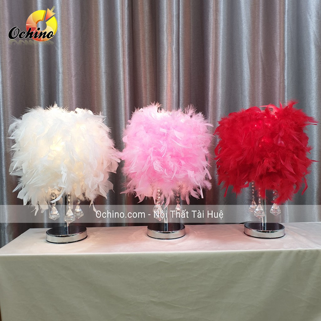 Đèn Lông vũ, Đèn Ngủ Lông Vũ Để Bàn trang trí sang chảnh (Đủ Màu)