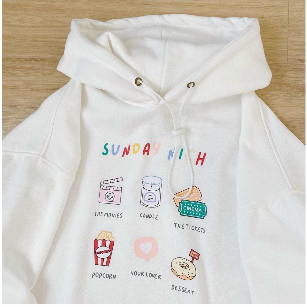 ÁO HOODIE NỮ FORM RỘNG SUNDAYNICH SIÊU CUTE