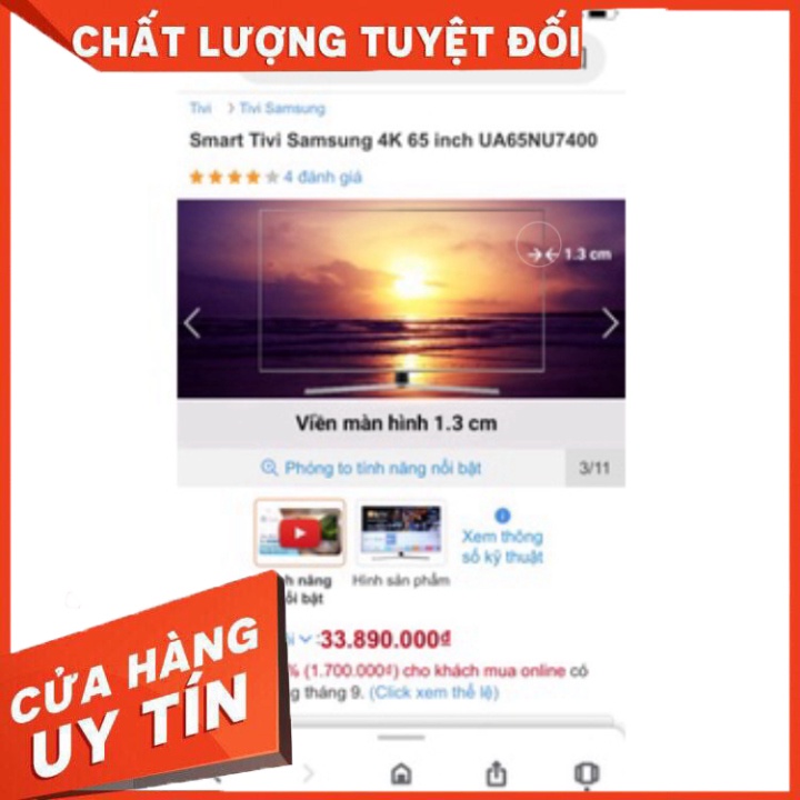 Giam hon 10tr-Tivi 65in Samsung NU7400- - New Seal