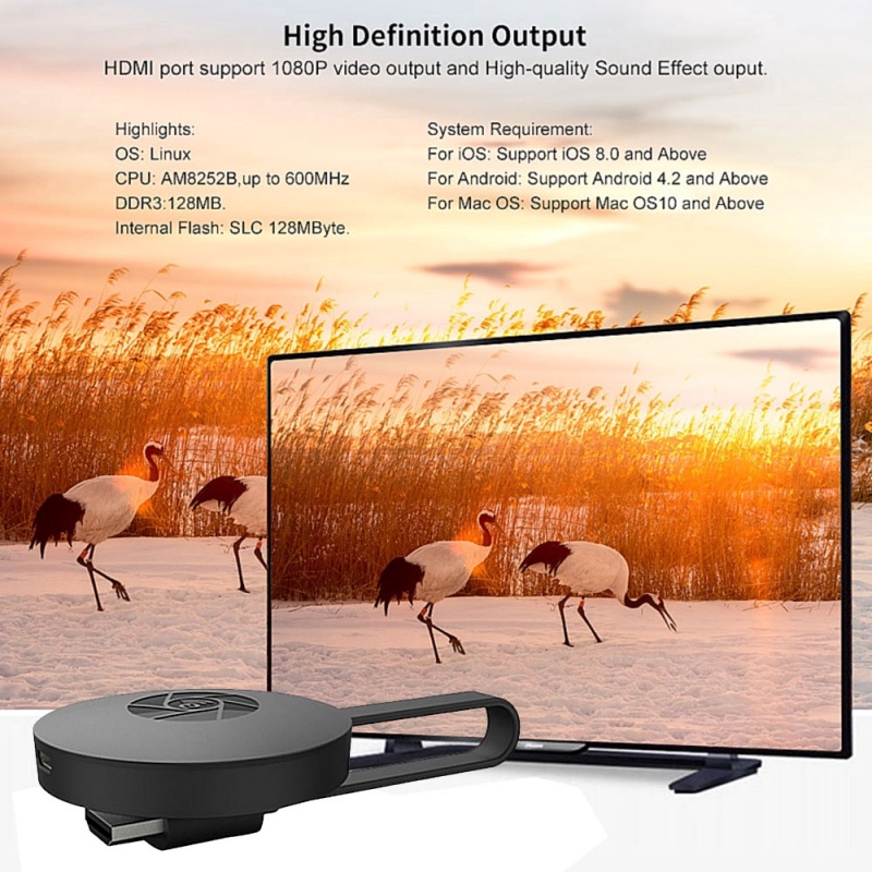 GOOGLE Bộ Chuyển Đổi Wifi G2 Miracast Hdmi Tv Hd1080P Usb Sang Điện Thoại