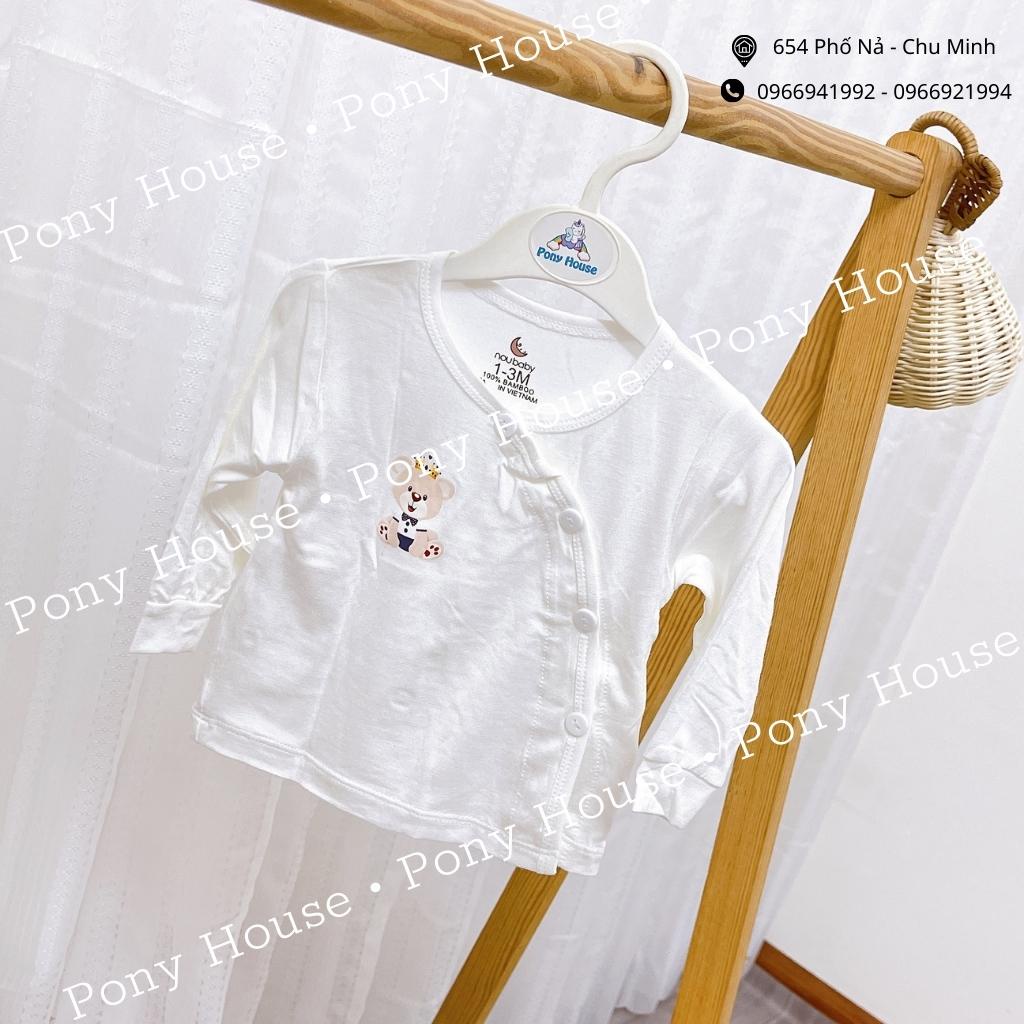 Áo Sơ Sinh Dài Tay Cài Lệch (Cài Chéo) NouBaby Cho Bé Trai, Bé Gái Sơ Sinh Chất Cotton Lạnh Siêu Mềm Mát