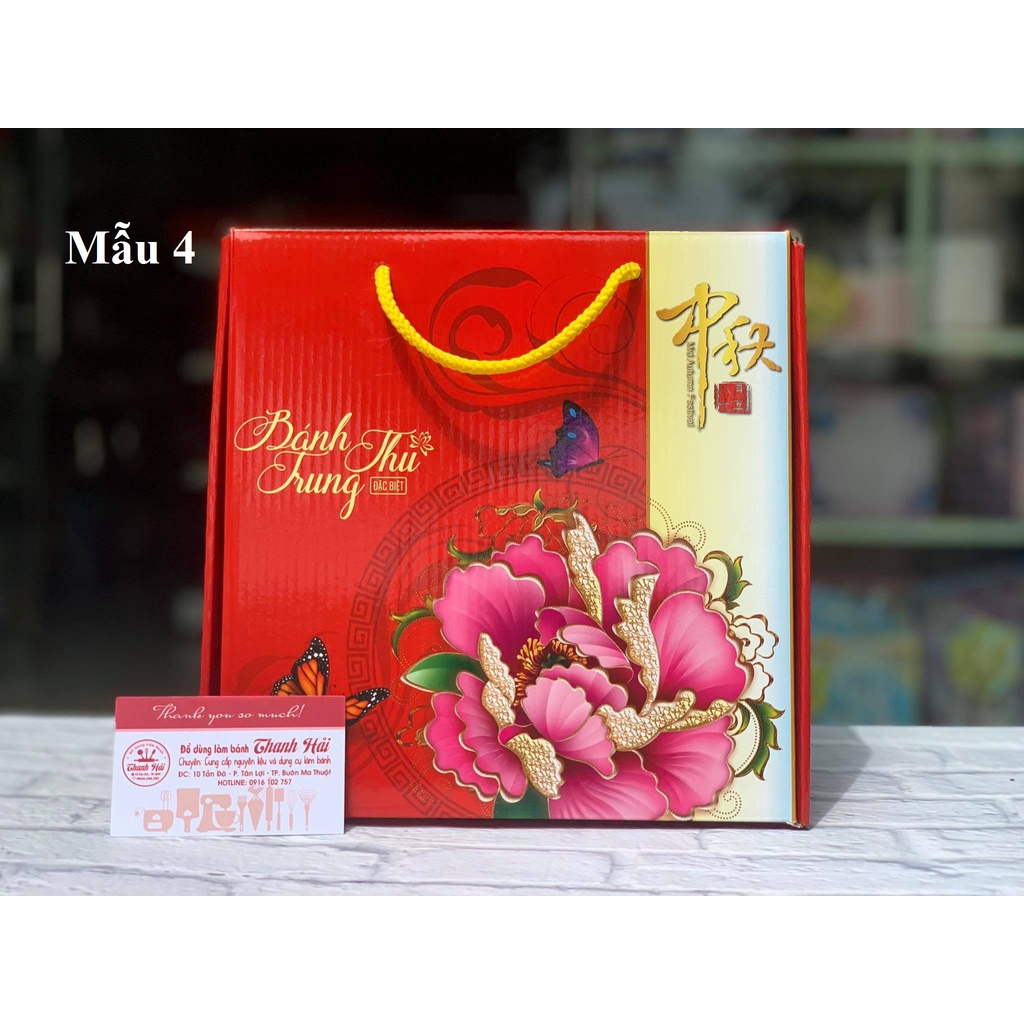 Hộp Trung Thu 4 bánh kiểu VUÔNG - KHÔNG VÁCH NGĂN.