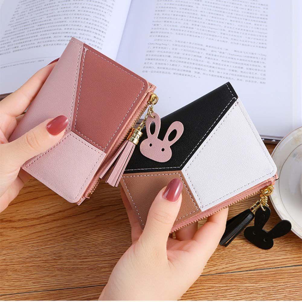 Ví Ngắn Đựng Thẻ Có Khóa Kéo Thời Trang Dành Cho Nữ Giá Đỡ
