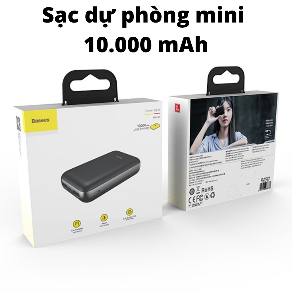 Sạc dự phòng siêu nhỏ mini 10000mAh - chính hãng Baseus có đèn LED hiển thị