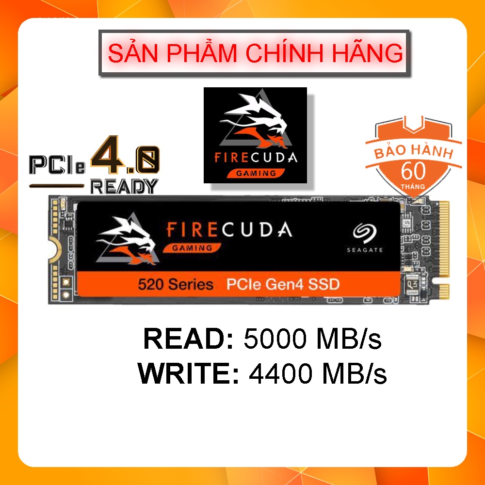 Ổ Cứng SSD SEAGATE FireCuda 520 PCIe Gen 4 x4 - M.2 2280 NVMe - 1TB - BẢO HÀNH 5 NĂM