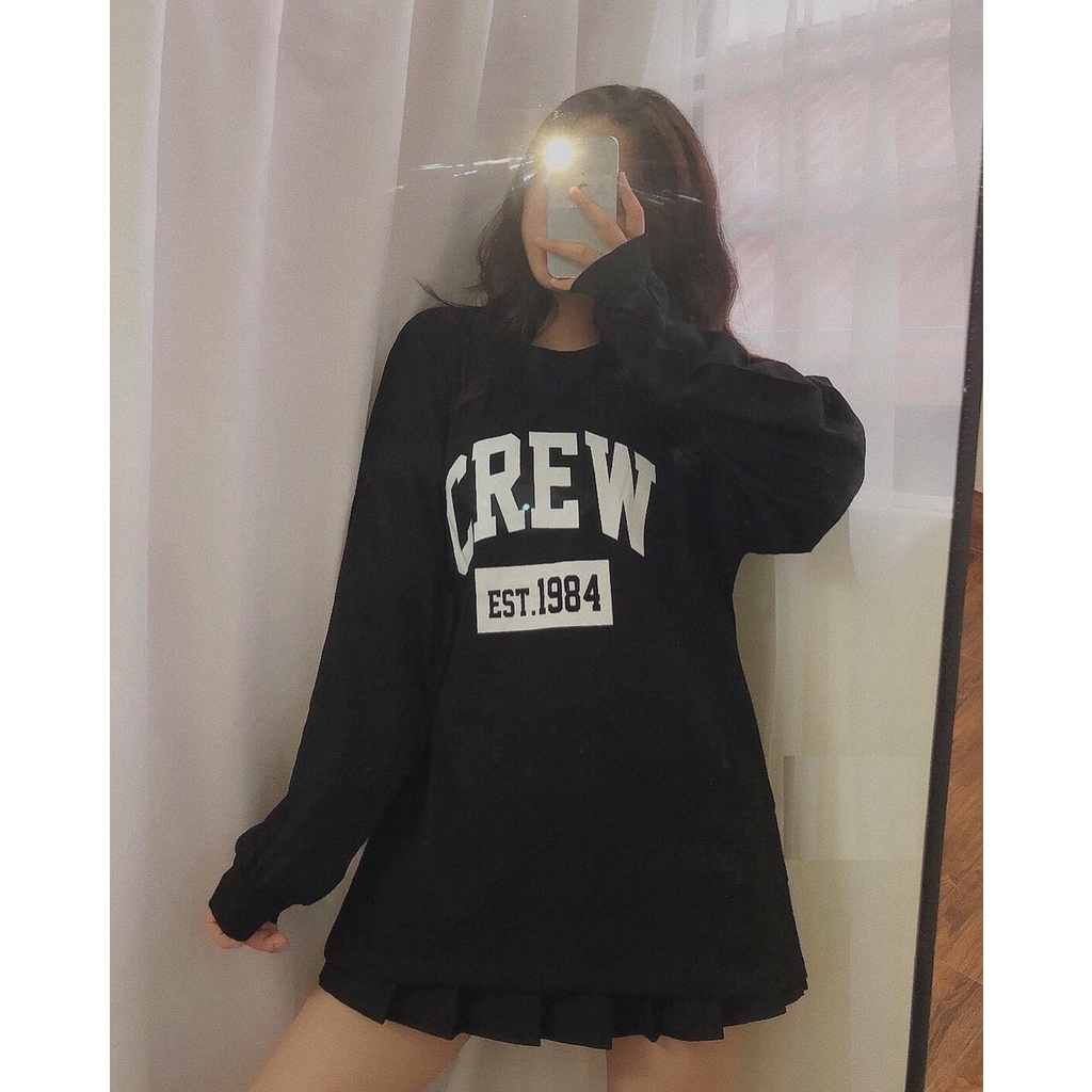 Áo Dài Tay Bồng 1984 PEONYB Nữ [FREESHIP]  Thun form rộng crew, sweater thể thao ĐEN | TRẮNG | XÁM | NÂU Ulzzang