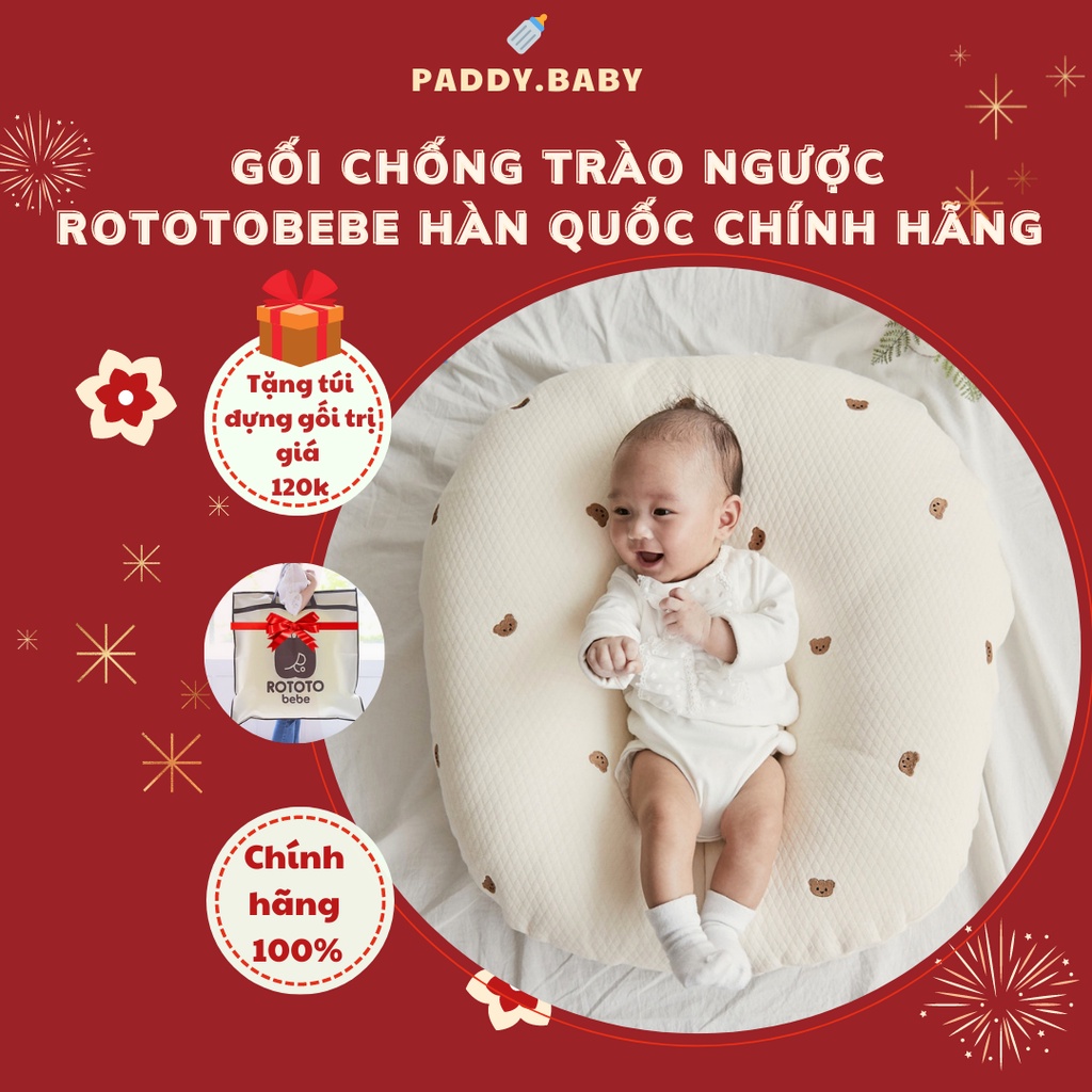 Gối, vỏ gôi chống trào ngược cho bé ROTOTO BEBE Hàn Quốc &lt;có sẵn&gt;