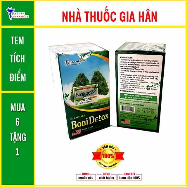 Viên Uống BoniDetox - Giúp Giải độc Phổi, Phòng Ngừa Ung Thư Phổi Hộp 30 Viên