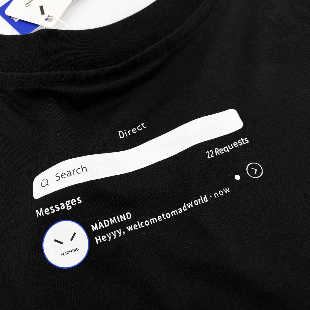 MADMIND® Chính Hãng - Áo thun Mad Social  màu đen - cổ tròn, cotton thoáng mát - Essential Collection Form Rộng Unisex