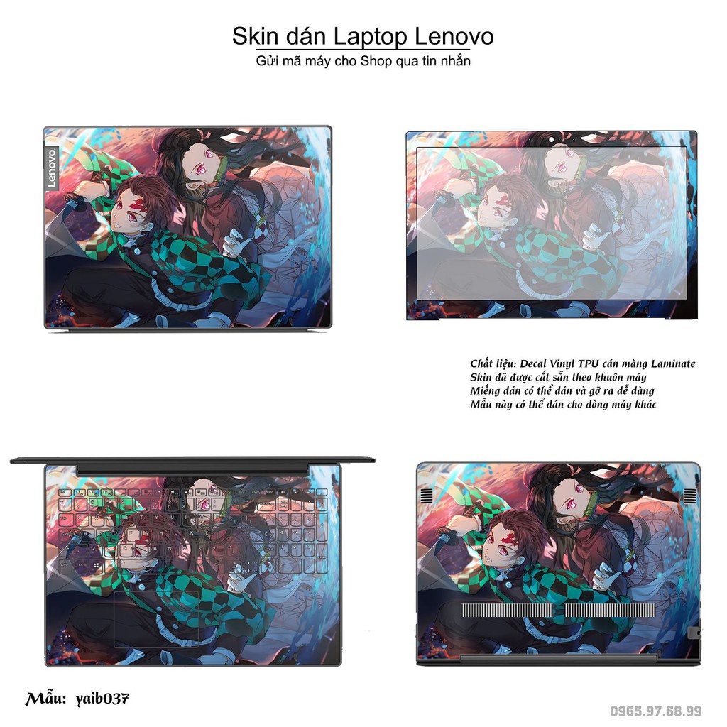 Skin dán Laptop Lenovo in hình Kimetsu No Yaiba _nhiều mẫu 2 (inbox mã máy cho Shop)
