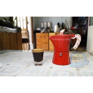 Bình pha cà phê Moka 3 tách phong cách Ý đỏ Rosso
