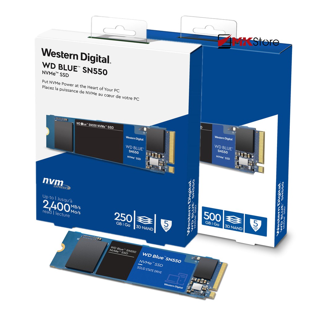 [Mã ELMS05 giảm 5% đơn 300k]Ổ cứng thẻ rắn SSD M.2 SN550 Western Digital Blue PCIe Gen3 x4 NVMe