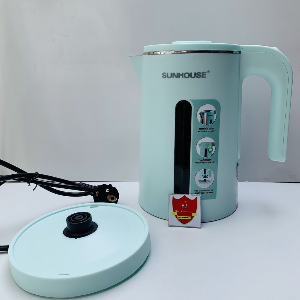SUNHOUSE ấm đun siêu tốc INOX 2 LỚP 1.8L  SHD1351