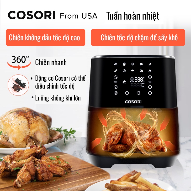 Nồi chiên không dầu COSORI CP258 Sấy khô Vỉ chống dính Sách nấu ăn với 100 công thức