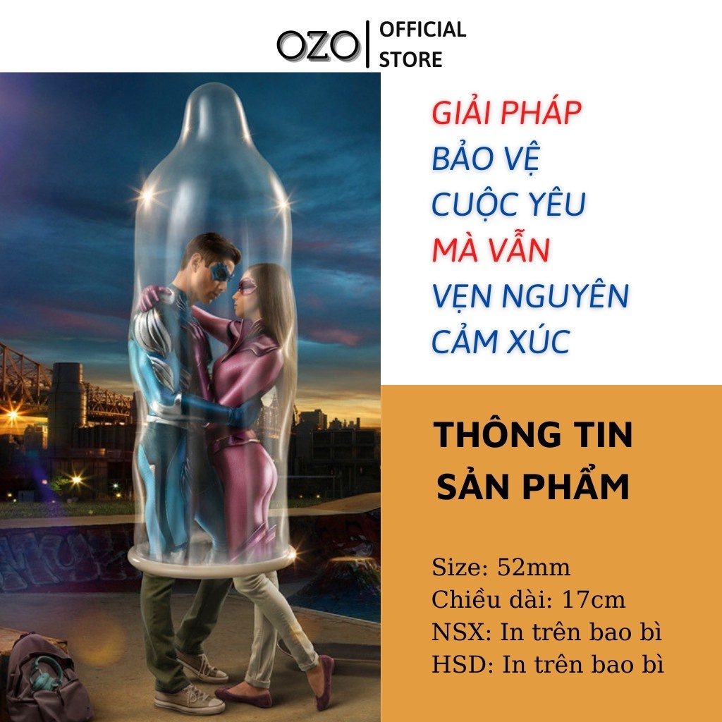 Bao cao su OLO 001 siêu mỏng hương vani nhiều gel bôi trơn - Hộp 10 bcs - SACUCO olo11