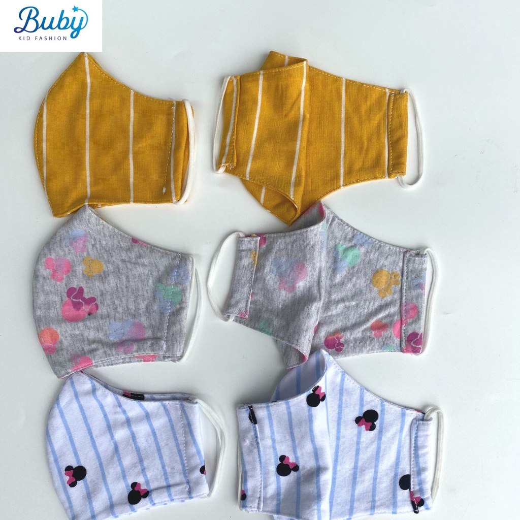 Khẩu trang vải cho bé trai bé gái BUBY. Khẩu trang cotton hữu cơ 2 lớp kháng khuẩn, mềm mại cho bé 2 3 4 5 6 7 8 tuôi