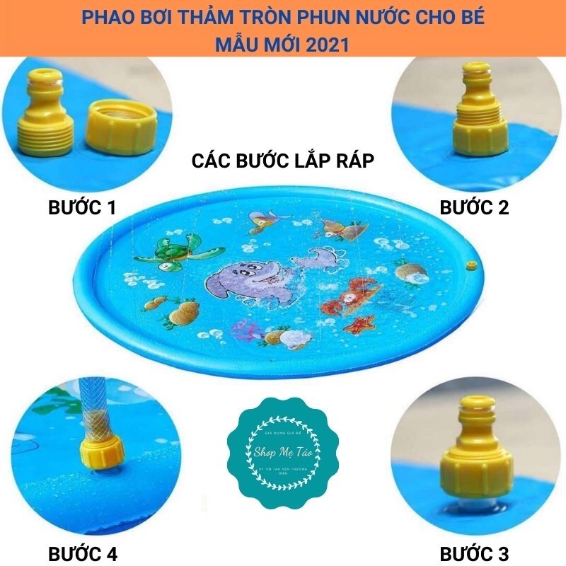 Phao bơi, bể bơi thảm tròn phun nước kích thước 170cm cho bé chơi tại nhà mẫu HOT nhất hè 2021