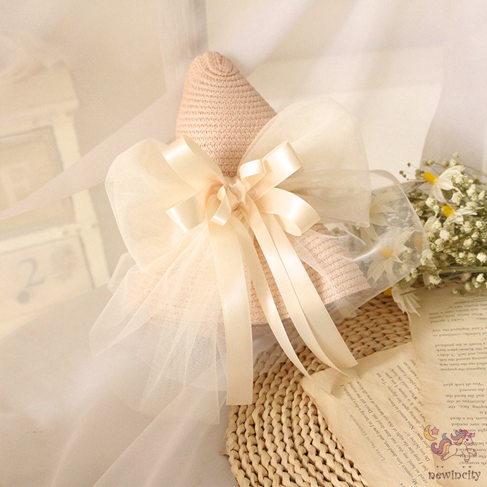 Mũ Cói Đính Nơ Phong Cách Hàn Quốc Xinh Xắn Cho Bé